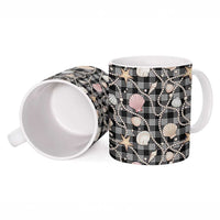Hawaiian Ocean Seashells Ceramic Mug Black Palaka Pattern LT01 - Polynesian Pride