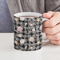 Hawaiian Ocean Seashells Ceramic Mug Black Palaka Pattern LT01 - Polynesian Pride
