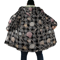 Hawaiian Ocean Seashells Cloak Black Palaka Pattern LT01 - Polynesian Pride