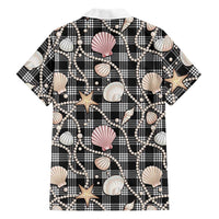 Hawaiian Ocean Seashells Family Matching Puletasi and Hawaiian Shirt Black Palaka Pattern LT01 - Polynesian Pride