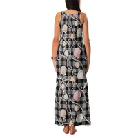 Hawaiian Ocean Seashells Family Matching Tank Maxi Dress and Hawaiian Shirt Black Palaka Pattern LT01 - Polynesian Pride