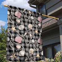 Hawaiian Ocean Seashells Garden Flag Black Palaka Pattern LT01 - Polynesian Pride