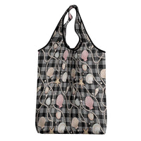 Hawaiian Ocean Seashells Grocery Bag Black Palaka Pattern LT01 - Polynesian Pride
