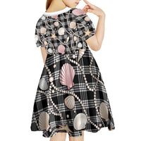 Hawaiian Ocean Seashells Kid Short Sleeve Dress Black Palaka Pattern LT01 - Polynesian Pride