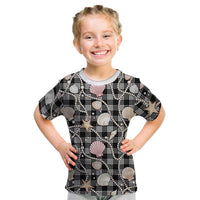 Hawaiian Ocean Seashells Kid T Shirt Black Palaka Pattern LT01 Black - Polynesian Pride