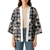 Hawaiian Ocean Seashells Kimono Black Palaka Pattern