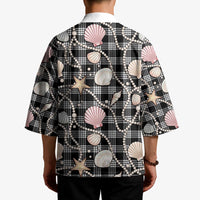 Hawaiian Ocean Seashells Kimono Black Palaka Pattern