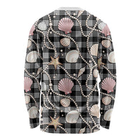Hawaiian Ocean Seashells Long Sleeve Shirt Black Palaka Pattern LT01 - Polynesian Pride