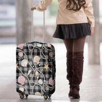 Hawaiian Ocean Seashells Luggage Cover Black Palaka Pattern LT01 - Polynesian Pride