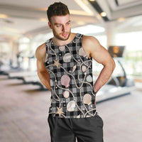 Hawaiian Ocean Seashells Men Tank Top Black Palaka Pattern LT01 Black - Polynesian Pride