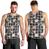 Hawaiian Ocean Seashells Men Tank Top Black Palaka Pattern LT01 - Polynesian Pride