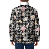 Hawaiian Ocean Seashells Padded Jacket Black Palaka Pattern LT01 - Polynesian Pride