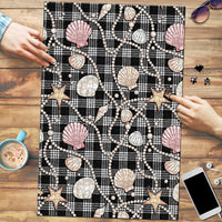 Hawaiian Ocean Seashells Puzzle Black Palaka Pattern LT01 Black - Polynesian Pride