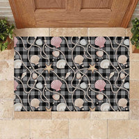 Hawaiian Ocean Seashells Rubber Doormat Black Palaka Pattern LT01 Black - Polynesian Pride