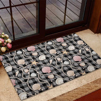 Hawaiian Ocean Seashells Rubber Doormat Black Palaka Pattern LT01 - Polynesian Pride