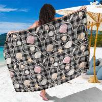 Hawaiian Ocean Seashells Sarong Black Palaka Pattern LT01 One Size 44 x 66 inches Black - Polynesian Pride