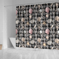 Hawaiian Ocean Seashells Shower Curtain Black Palaka Pattern LT01 - Polynesian Pride
