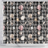 Hawaiian Ocean Seashells Shower Curtain Black Palaka Pattern LT01 - Polynesian Pride