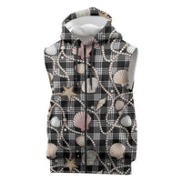Hawaiian Ocean Seashells Sleeveless Zip Hoodie Black Palaka Pattern LT01 Black - Polynesian Pride