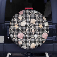 Hawaiian Ocean Seashells Spare Tire Cover Black Palaka Pattern LT01 No hole Black - Polynesian Pride