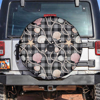 Hawaiian Ocean Seashells Spare Tire Cover Black Palaka Pattern LT01 Black - Polynesian Pride