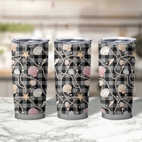 Hawaiian Ocean Seashells Tumbler Cup Black Palaka Pattern LT01 - Polynesian Pride