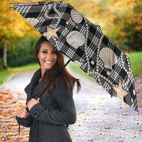 Hawaiian Ocean Seashells Umbrella Black Palaka Pattern LT01 - Polynesian Pride