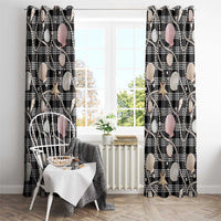 Hawaiian Ocean Seashells Window Curtain Black Palaka Pattern LT01 - Polynesian Pride