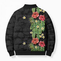 Hawaiian Hibiscus Plumeria Bomber Puffer Jacket Tropical Leaves LT01 - Polynesian Pride