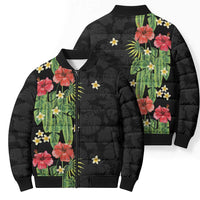 Hawaiian Hibiscus Plumeria Bomber Puffer Jacket Tropical Leaves LT01 - Polynesian Pride