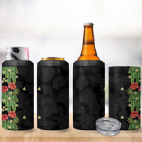 Hawaiian Hibiscus Plumeria 4 in 1 Can Cooler Tumbler Tropical Leaves