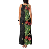 Hawaiian Hibiscus Plumeria Family Matching Tank Maxi Dress and Hawaiian Shirt Tropical Leaves