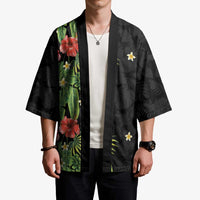 Hawaiian Hibiscus Plumeria Kimono Tropical Leaves LT01 - Polynesian Pride