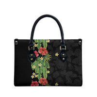 Hawaiian Hibiscus Plumeria Leather Bag Tropical Leaves LT01 - Polynesian Pride