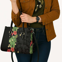 Hawaiian Hibiscus Plumeria Leather Bag Tropical Leaves LT01 - Polynesian Pride