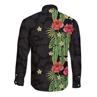 Hawaiian Hibiscus Plumeria Long Sleeve Button Shirt Tropical Leaves LT01 - Polynesian Pride