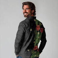 Hawaiian Hibiscus Plumeria Long Sleeve Polo Shirt Tropical Leaves LT01 - Polynesian Pride
