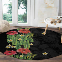 Hawaiian Hibiscus Plumeria Round Carpet Tropical Leaves LT01 - Polynesian Pride