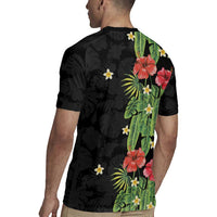 Hawaiian Hibiscus Plumeria Rugby Jersey Tropical Leaves LT01 - Polynesian Pride