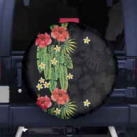 Hawaiian Hibiscus Plumeria Spare Tire Cover Tropical Leaves LT01 No hole Black - Polynesian Pride
