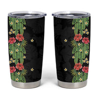 Hawaiian Hibiscus Plumeria Tumbler Cup Tropical Leaves LT01 Black - Polynesian Pride
