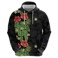 Hawaiian Hibiscus Plumeria Zip Hoodie Tropical Leaves LT01 - Polynesian Pride