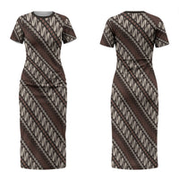 Yogyakarta Parang Batik Motifs Couples Matching Short Sleeve Bodycon Dress and Hawaiian Shirt Indonesian Traditional Pattern LT01 - Polynesian Pride