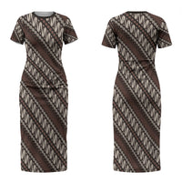 Yogyakarta Parang Batik Motifs Couples Matching Short Sleeve Bodycon Dress and Hawaiian Shirt Indonesian Traditional Pattern LT01 - Polynesian Pride