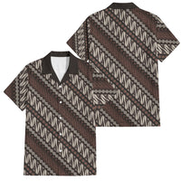 Yogyakarta Parang Batik Motifs Family Matching Long Sleeve Bodycon Dress and Hawaiian Shirt Indonesian Traditional Pattern LT01 Dad's Shirt - Short Sleeve Brown - Polynesian Pride