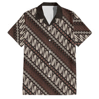 Yogyakarta Parang Batik Motifs Family Matching Off Shoulder Maxi Dress and Hawaiian Shirt Indonesian Traditional Pattern