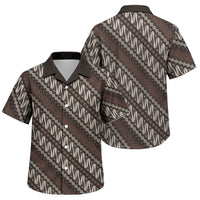 Yogyakarta Parang Batik Motifs Family Matching Off Shoulder Maxi Dress and Hawaiian Shirt Indonesian Traditional Pattern LT01 Son's Shirt Brown - Polynesian Pride