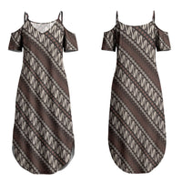 Yogyakarta Parang Batik Motifs Family Matching Summer Maxi Dress and Hawaiian Shirt Indonesian Traditional Pattern LT01 Mom's Dress Brown - Polynesian Pride
