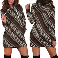 Yogyakarta Parang Batik Motifs Hoodie Dress Indonesian Traditional Pattern