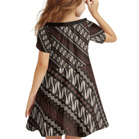 Yogyakarta Parang Batik Motifs Kid Short Sleeve Dress Indonesian Traditional Pattern LT01 - Polynesian Pride
